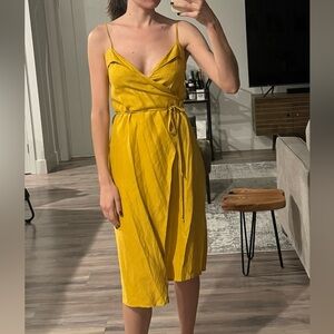 Reformation mustard yellow linen dress